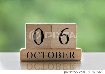 October 6 calendar date text on wooden blocks with copy space for ideas. Copy space and calendar concept October 6 calendar date text on wooden blocks with copy space for ideas. Copy space and calendar concept 91978566