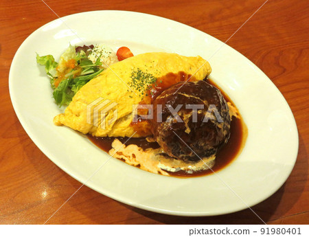 Omurice and hamburger 91980401