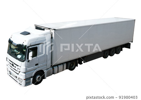 Long white cargo truck 91980403