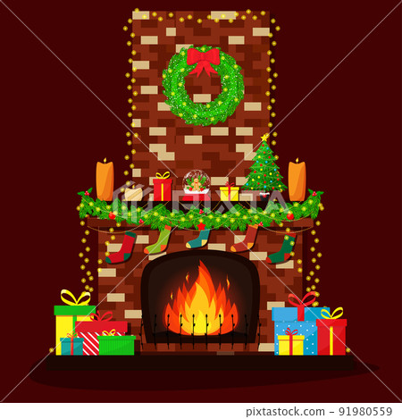 Christmas home fireplace Christmas home fireplace 91980559