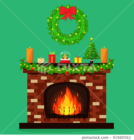 Christmas home fireplace Christmas home fireplace 91980562