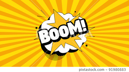 Comic lettering BOOM on white background - Vector 91980883