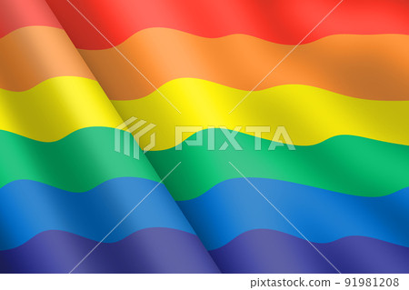 Gay pride rainbow flag 3d illustration wind ripple 91981208
