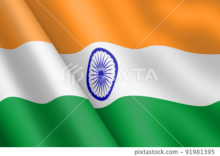 India waving flag 3d illustration wind ripple 91981395