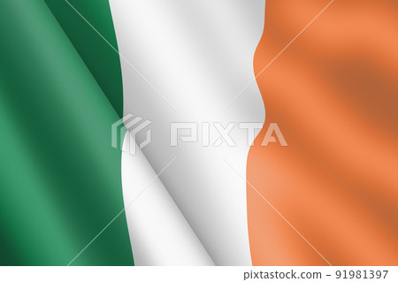 Republic of Ireland waving flag 3d illustration wind ripple 91981397