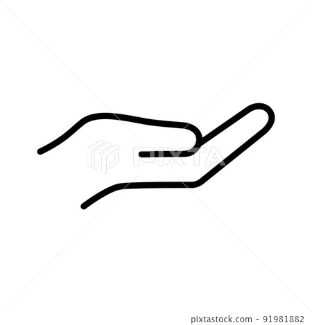 Open hand with palm up icon. Pictogram isolated on a white background. 91981882