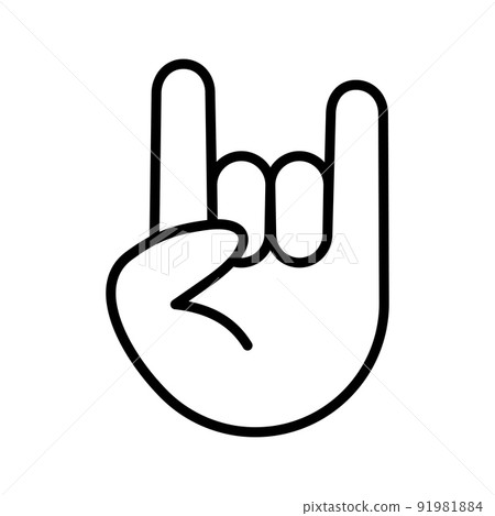 Heavy Rock Icon. Horns hand gesture. Vector illustration. 91981884