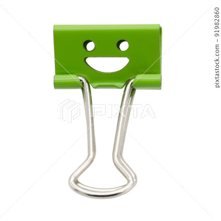 Smile green binder clip isolated on white background 91982860