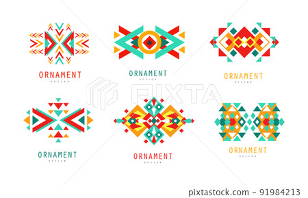 Colorful Aztec Style Ornamental Simple... - Stock Illustration ...