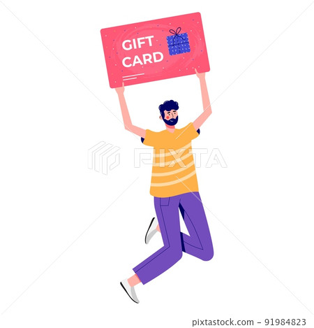 Seasonal discount website sale banner with people holding shopping bag. Promotion of online store loyalty program, bonus, reward, discount card, coupon or voucher. Modern flat vector for advertisement Seasonal discount website sale banner with people holding shopping bag. Promotion of online store loyalty program, bonus, reward, discount card, coupon or voucher. Modern flat vector for advertisement 91984823