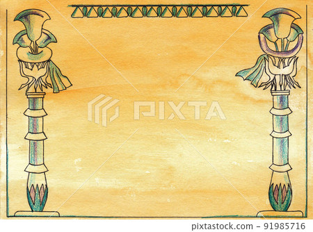 Egyptian columnar painted on papyrus.  91985716