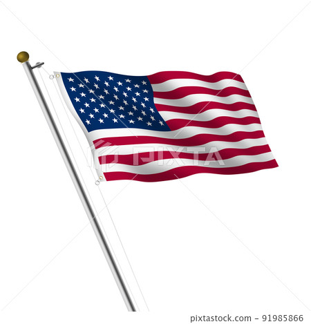 United States of America USA flagpole illustration on white with clipping path Old Glory Stars and Stripes 91985866
