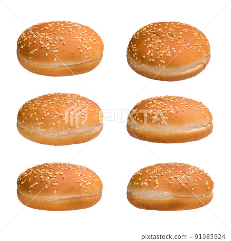 Set of burger bun isolated on white background. Set of burger bun isolated on white background. 91985924