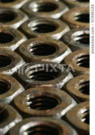 Close-up of rusty nuts 91986188