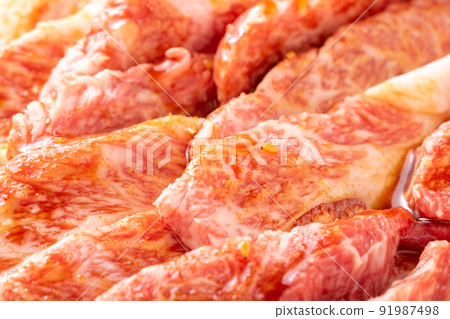 Up of grilled meat (beef rib sauce). 91987498