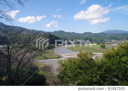 View of Ozu Castle Yosan Line 91987505