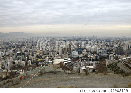 Cityscape of Tehran seen from Mount Tochar in Iran 91988139