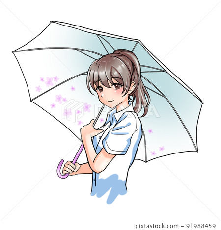 【自然髮色】紫色馬尾女孩拿著花傘 【自然髮色】紫色馬尾女孩拿著花傘 91988459