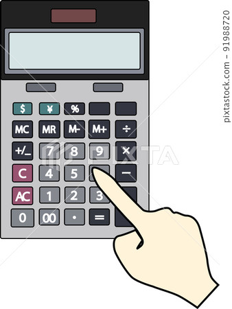 用手指操作的計算器的插圖素材 用手指操作的計算器的插圖素材 91988720