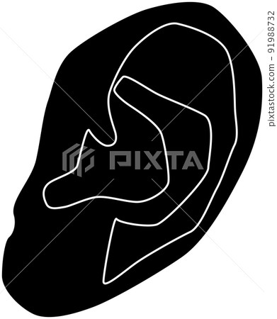 Simple adult ear silhouette 91988732
