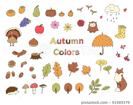 Autumn image illustration set-hand drawn Autumn image illustration set-hand drawn 91989376