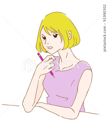 Vector illustrations of women taking lectures at study conferences, cram schools, university seminars 91990302