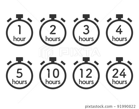 Stopwatch timer icon set showing time limit 3 91990822