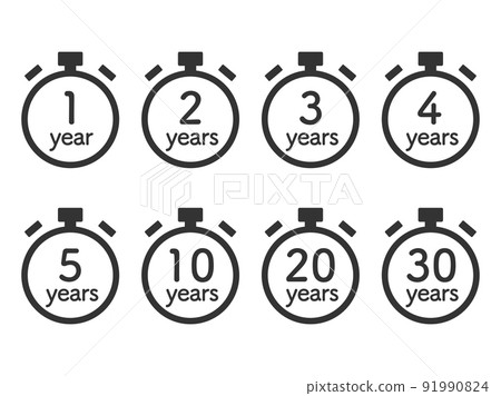 Stopwatch timer icon set showing time limit 7 91990824