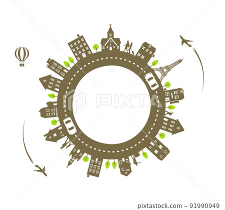 Circularly arranged buildings / cities / cityscape vector illustration (road) Circularly arranged buildings / cities / cityscape vector illustration (road) 91990949