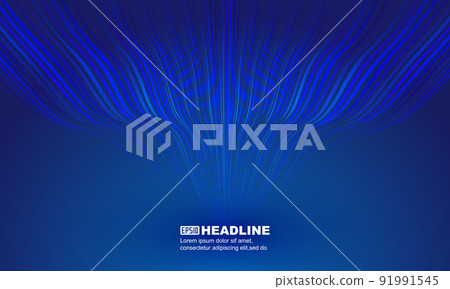 Blue wavy lines moving from top to bottom converge abstract texture background 91991545