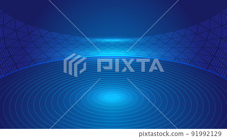 藍色線圈LED屏幕展廳科技場景未來感背景 藍色線圈LED屏幕展廳科技場景未來感背景 91992129