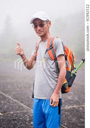 Smiley male climber hand sign good sign 91992512