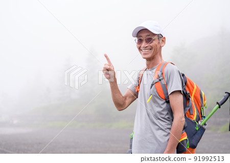 Smiley male climber hand sign good sign Smiley male climber hand sign good sign 91992513