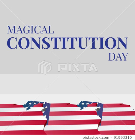 Image of magical constitution day on grey background with flags of usa 91993310