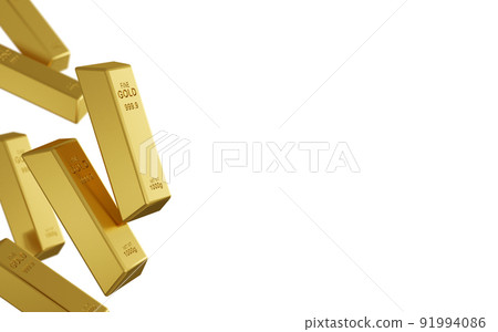 Gold bars isolated on white background 3D Render Gold bars isolated on white background 3D Render 91994086