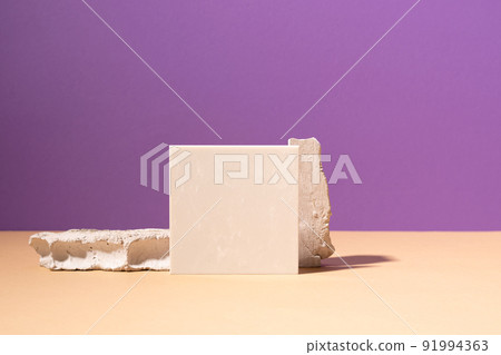 Creative geometric podium, bright sunlight and shadows purple background, gothic style, mockup Creative geometric podium, bright sunlight and shadows purple background, gothic style, mockup 91994363