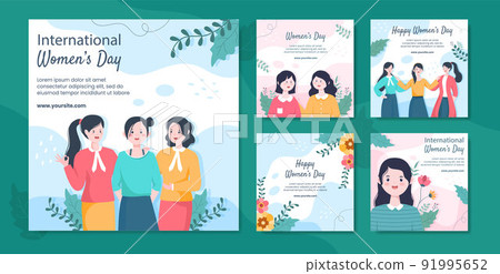 International Women Day Social Media Post Template Flat Cartoon Background Vector Illustration International Women Day Social Media Post Template Flat Cartoon Background Vector Illustration 91995652