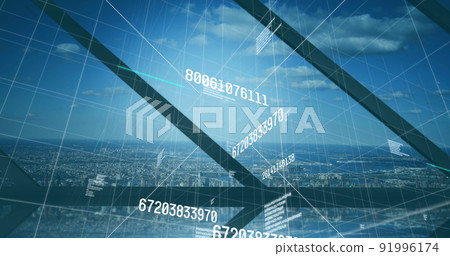 Image of numbers changing and data processing over cityscape Image of numbers changing and data processing over cityscape 91996174