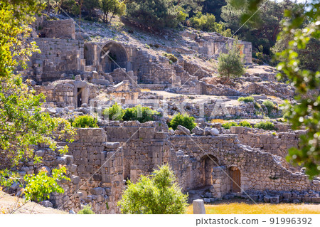 Ruins of Himnasium. Ancient Lycian city Arycanda. Turkey Ruins of Himnasium. Ancient Lycian city Arycanda. Turkey 91996392