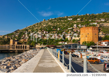 Dockyard and arsenal in Alanya on beautiful, sunny day, Turkey Dockyard and arsenal in Alanya on beautiful, sunny day, Turkey 91996446