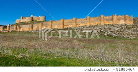 Dilapidated medieval fortress of Berlanga de Duero on hill, Spain Dilapidated medieval fortress of Berlanga de Duero on hill, Spain 91996464