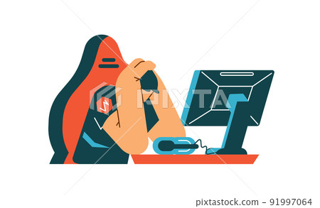 Esports team player is defeated, flat cartoon vector illustration isolated. 91997064