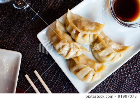 Japanese style gyoza dumplings Japanese style gyoza dumplings 91997078