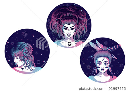 Fire zodiac girls avatar set 91997353