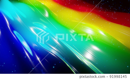 3d rendering. Abstract 3D surface with beautiful waves, luminous sparkles and bright rainbow color gradient. Waves on very shiny, glossy surface with glow glitter 3d rendering. Abstract 3D surface with beautiful waves, luminous sparkles and bright rainbow color gradient. Waves on very shiny, glossy surface with glow glitter 91998145