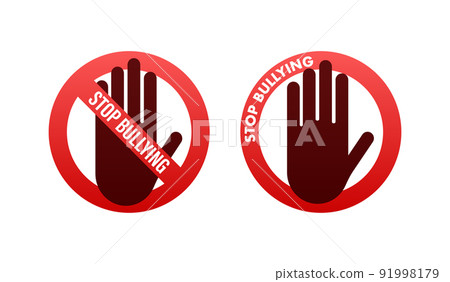 Stop Bullying Sign. Cyber protection. Social Problems. Vector illustration. 91998179