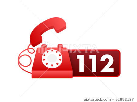 112 Emergency Call Number. SOS symbol. Vector... - Stock Illustration ...