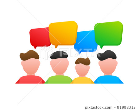 People Communicate, Ask Questions, Searching Solution. Dialog, chat speech bubble. Vector stock illustration. 91998312