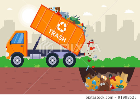 disposal of waste in a garbage pit. it is illegal to put garbage in. disposal of waste in a garbage pit. it is illegal to put garbage in. 91998523