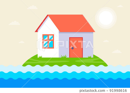 private house on the island. sea level rise. private house on the island. sea level rise. 91998616